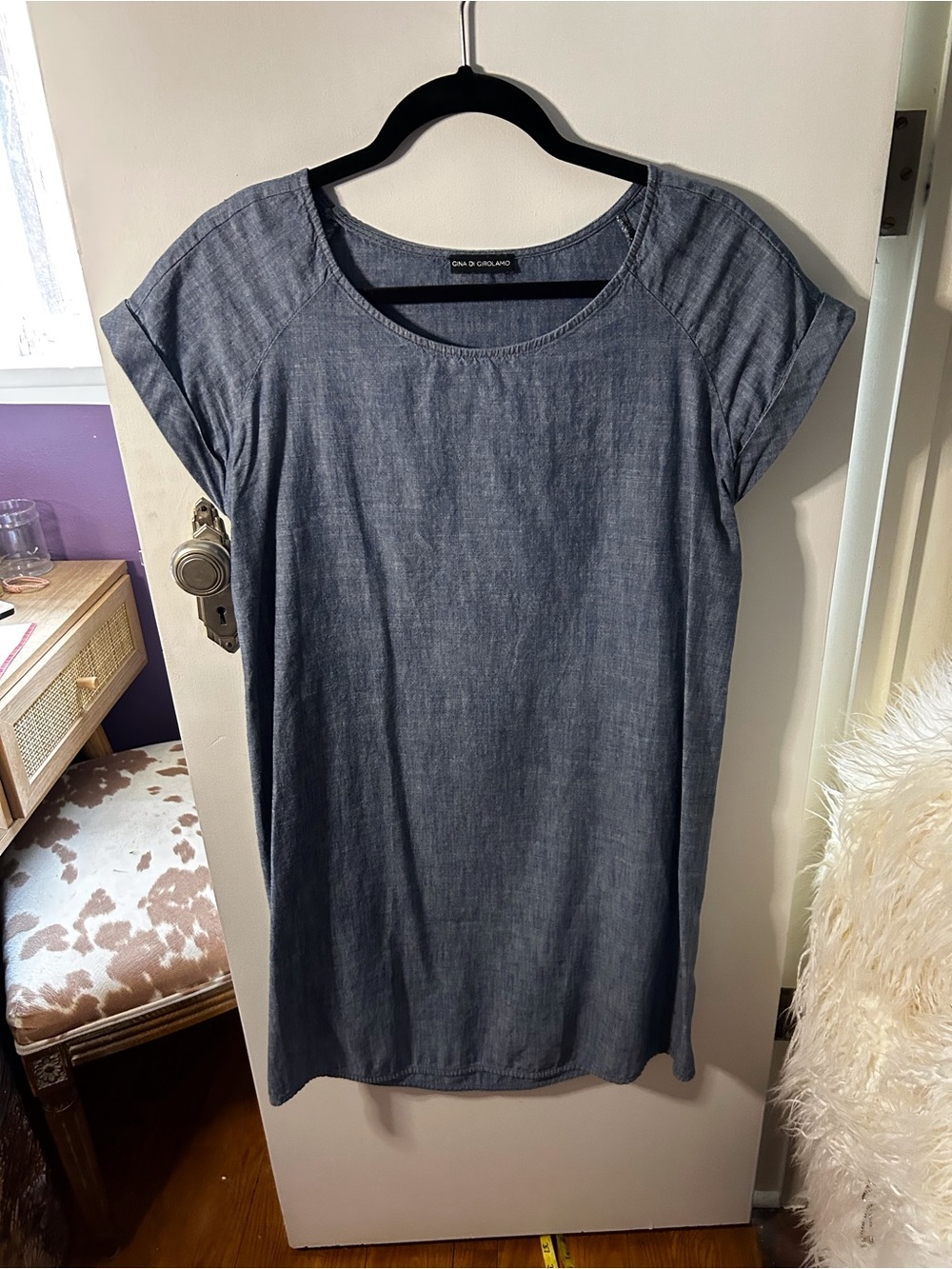 Gina Di Girolamo Indigo Chambray Short-Sleeve Tunic